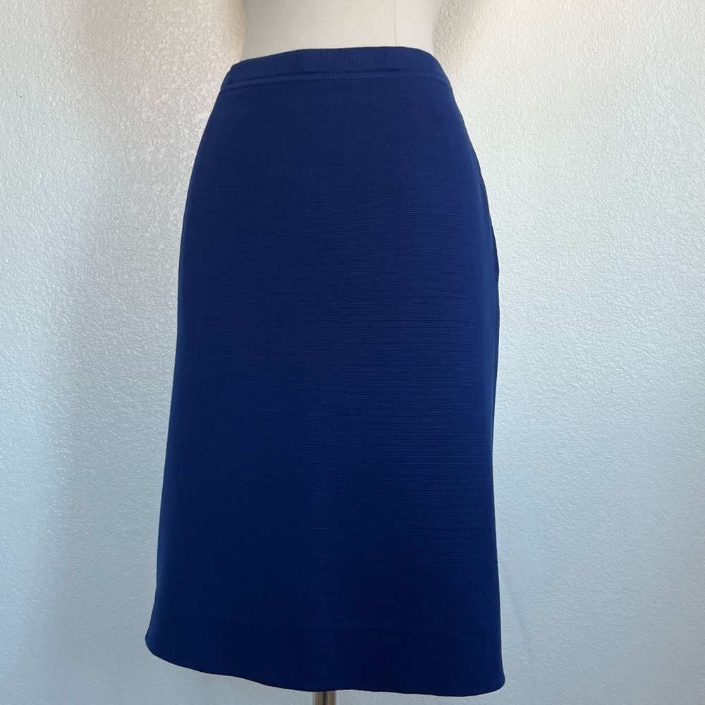 💓Cadillac 1960s Vintage 100% Virgin Wool Deep Blue Knit Midi Skirt - Size M/L💓